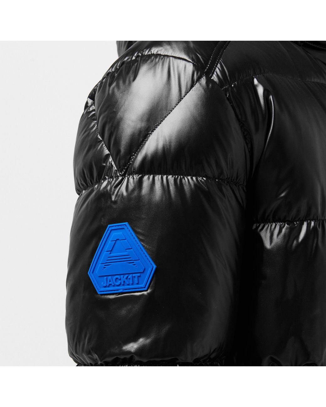 Jacket Black Slick Weather Resistant Long Puffer Jacket for men
