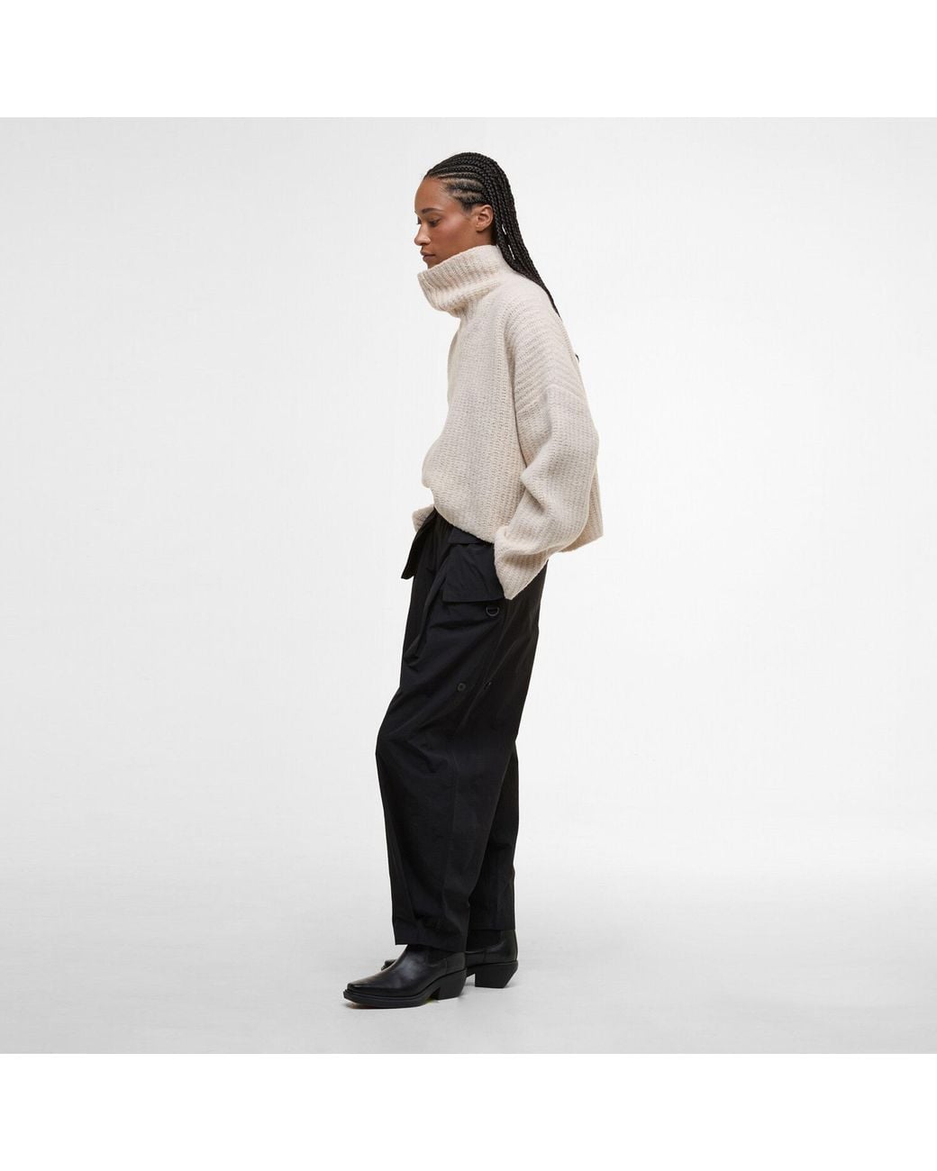 Barbour White Imelda Knitted Turtle Neck Jumper
