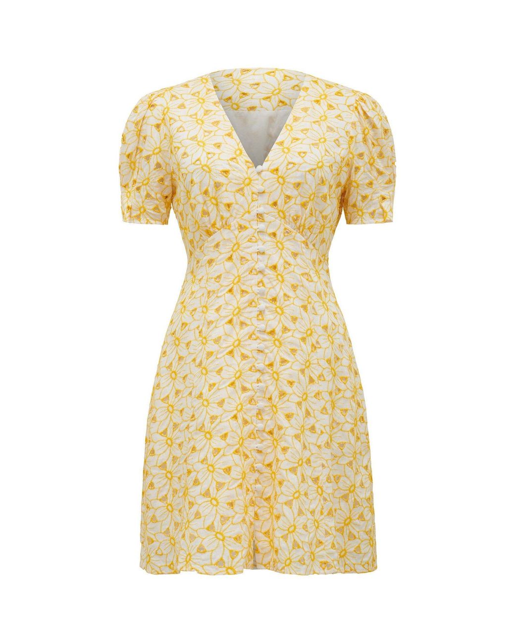 Forever New Yellow Saffron Broderie Mini Sun Dress