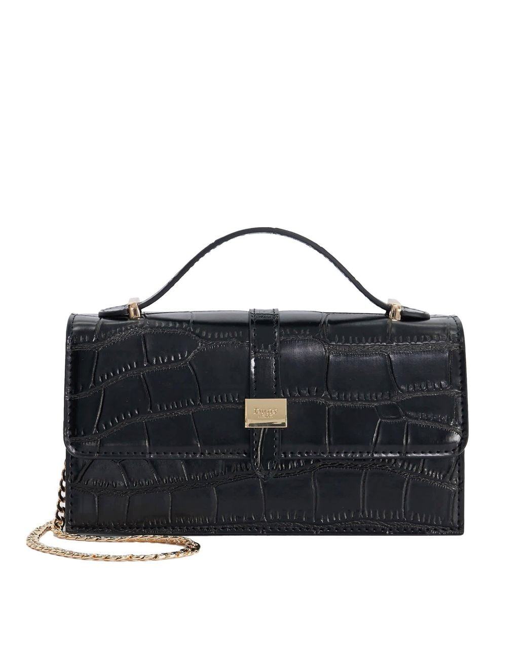 Dune Black Sapphired Faux Leather Top-Handle Bag