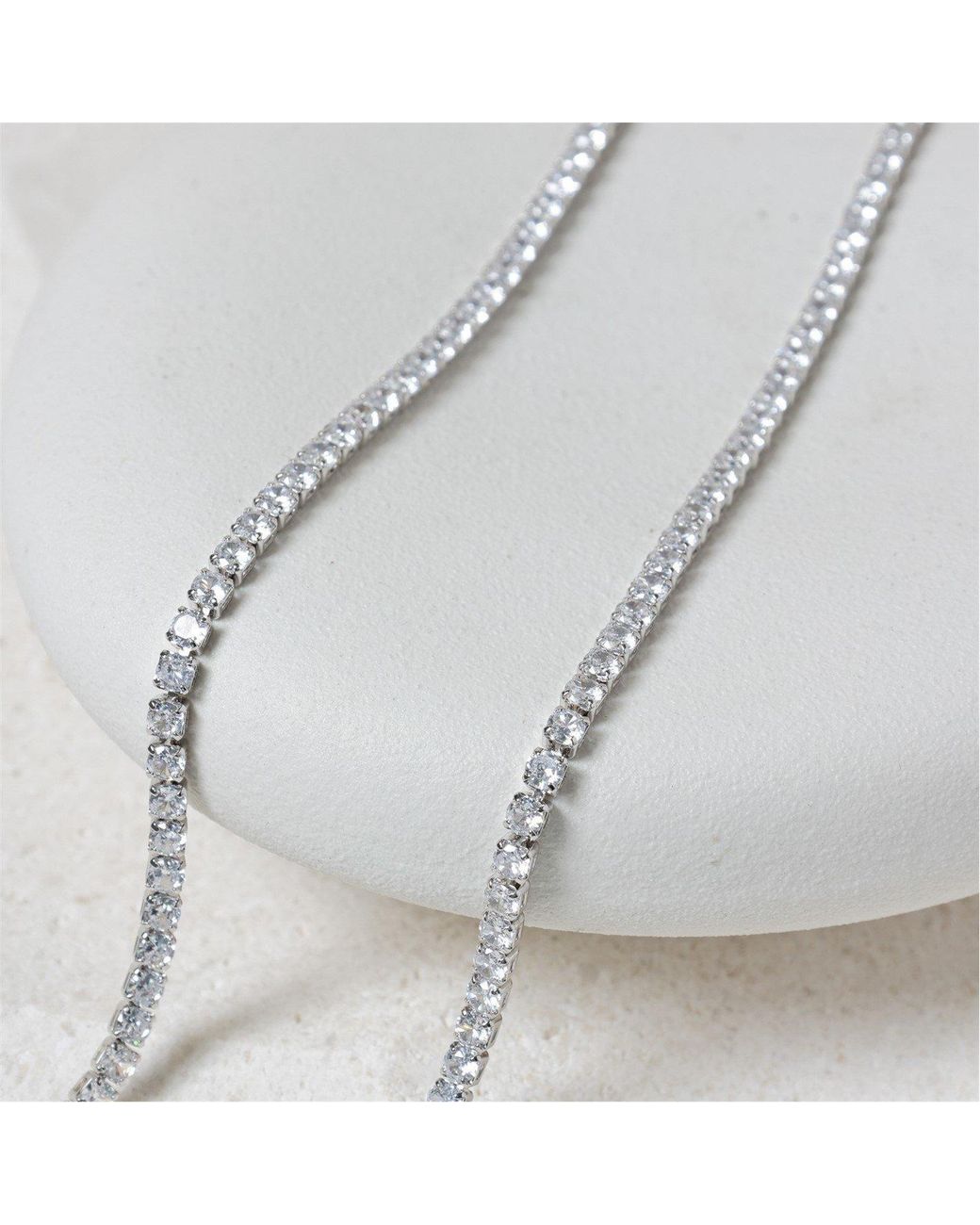 Jon Richard Metallic Rhodium Plated Cz Round Tennis Necklace