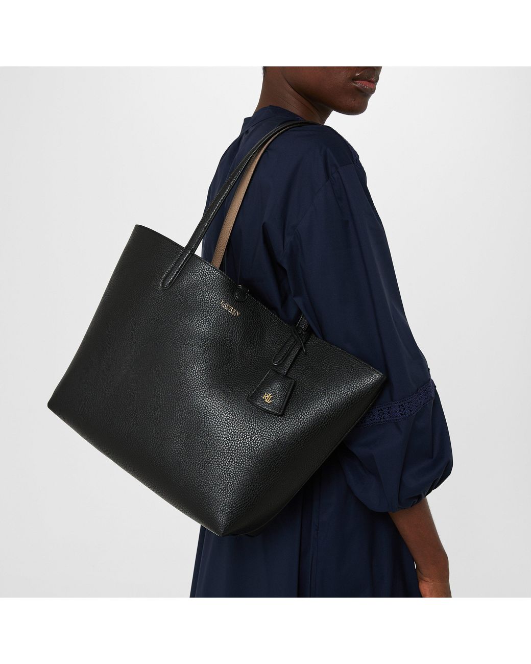 Ralph Lauren Black Reversible Leather Tote Bag