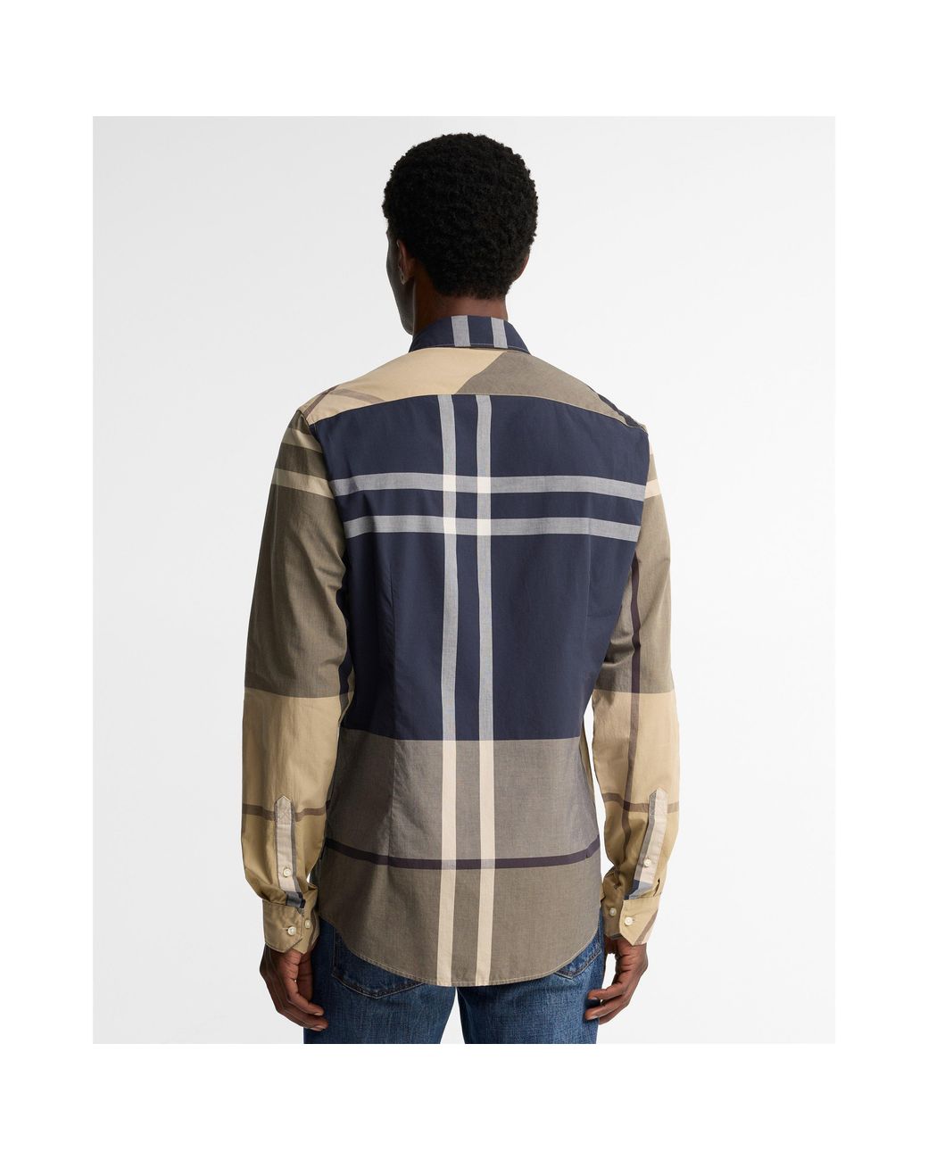 Barbour Gray Dunoon Cotton Tartan Long-Sleeve Tailored-Fit Patterned Shirt for men
