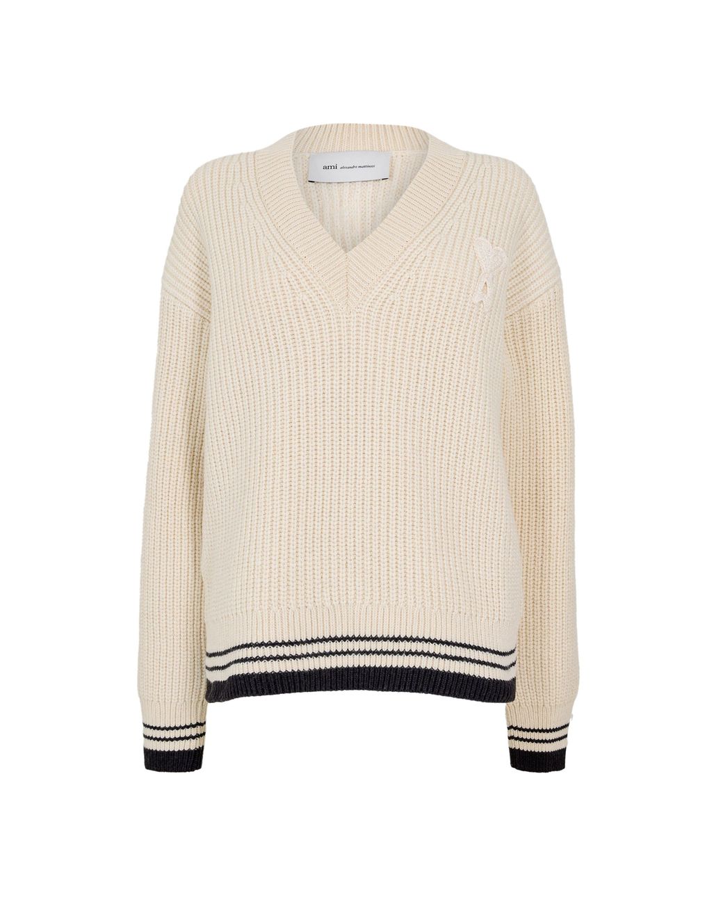 AMI Natural Ami V Neck Jumpr Ld61