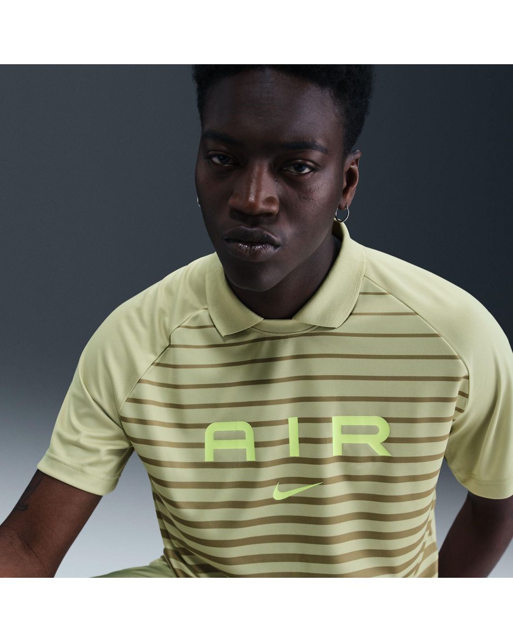 Nike Green Air Striped Short-Sleeve Regular Fit T-Shirt for men