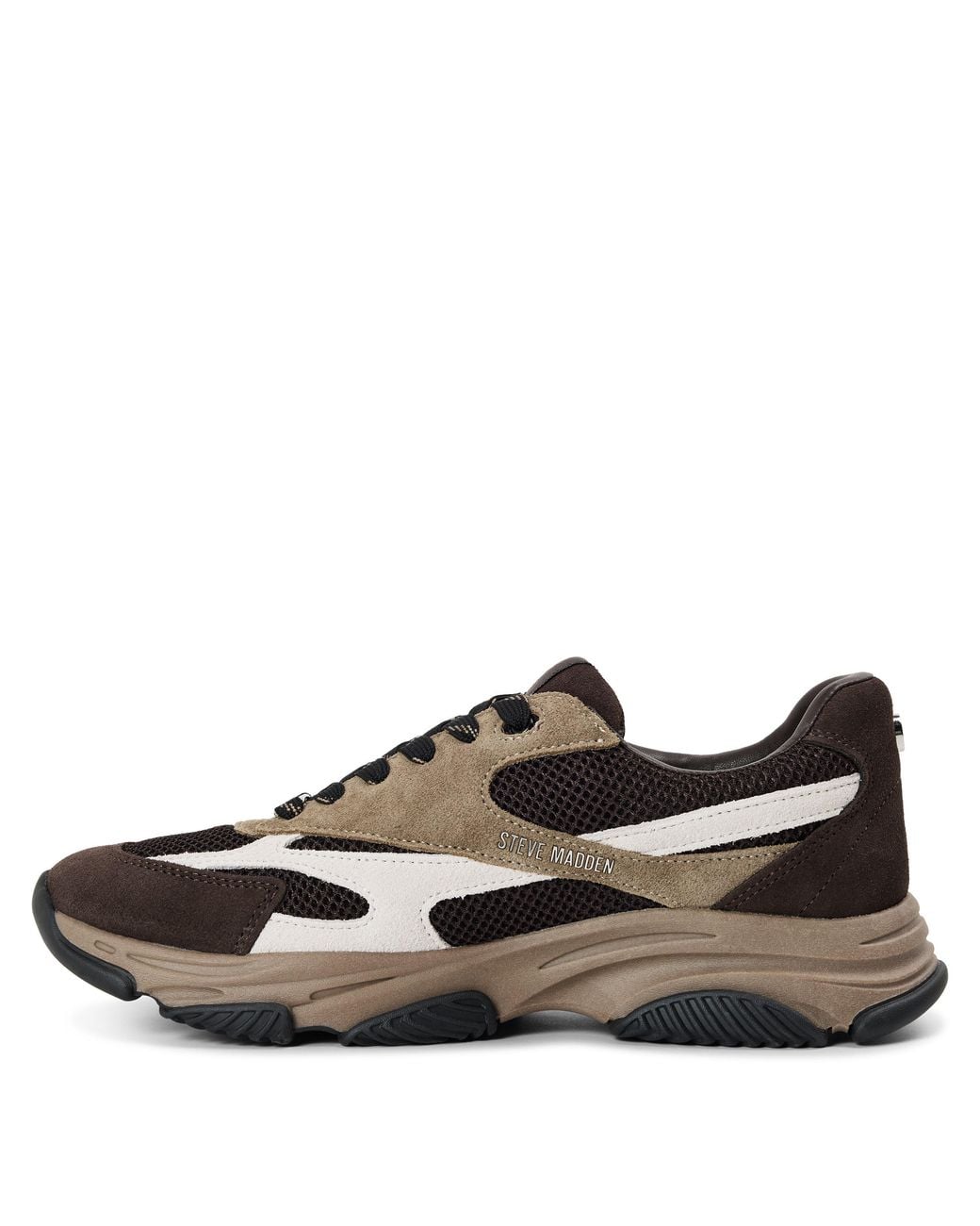 Steve Madden Brown Front Row Suede Lace-Up Chunky Trainers