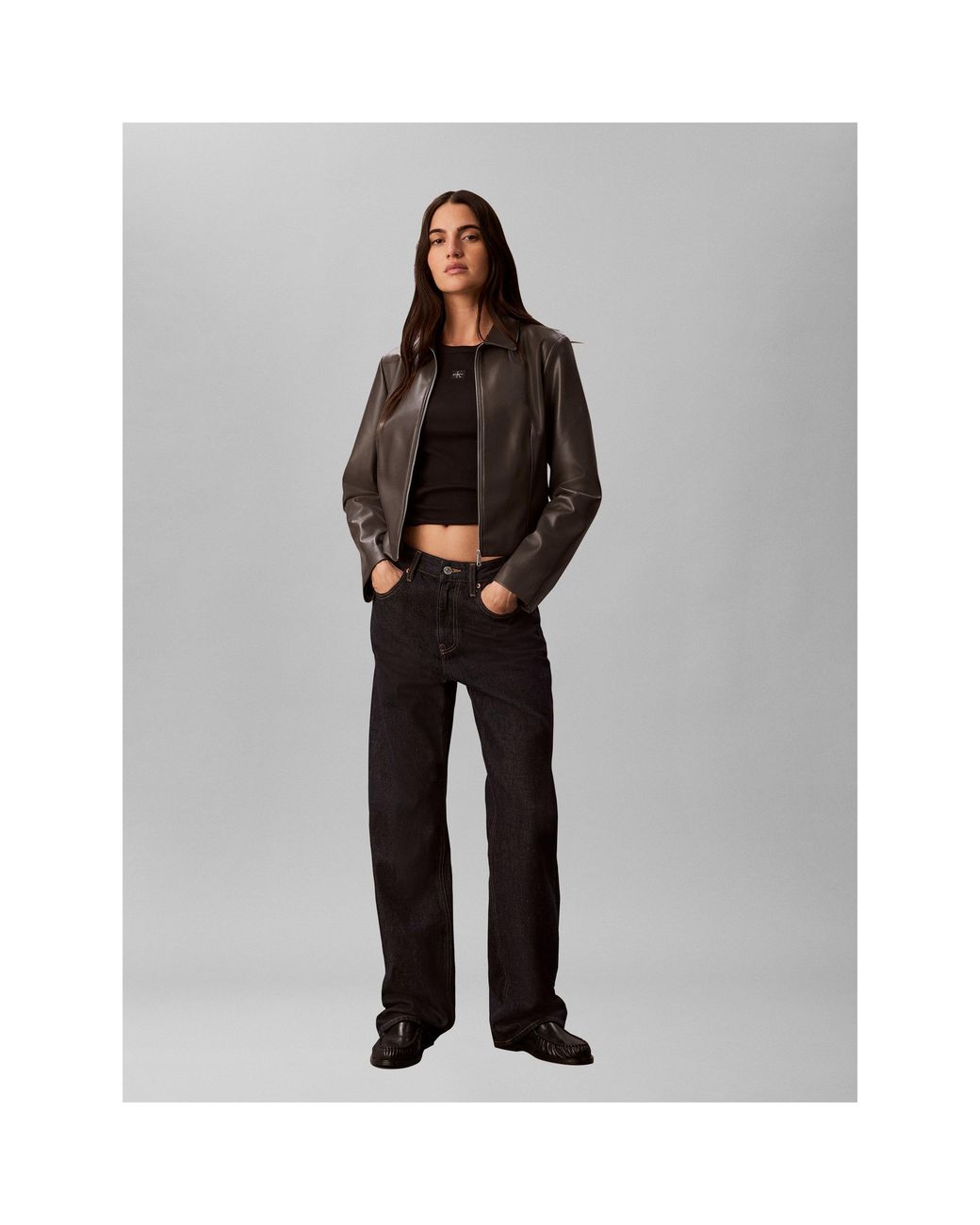 Calvin Klein Gray Faux Leather Jacket