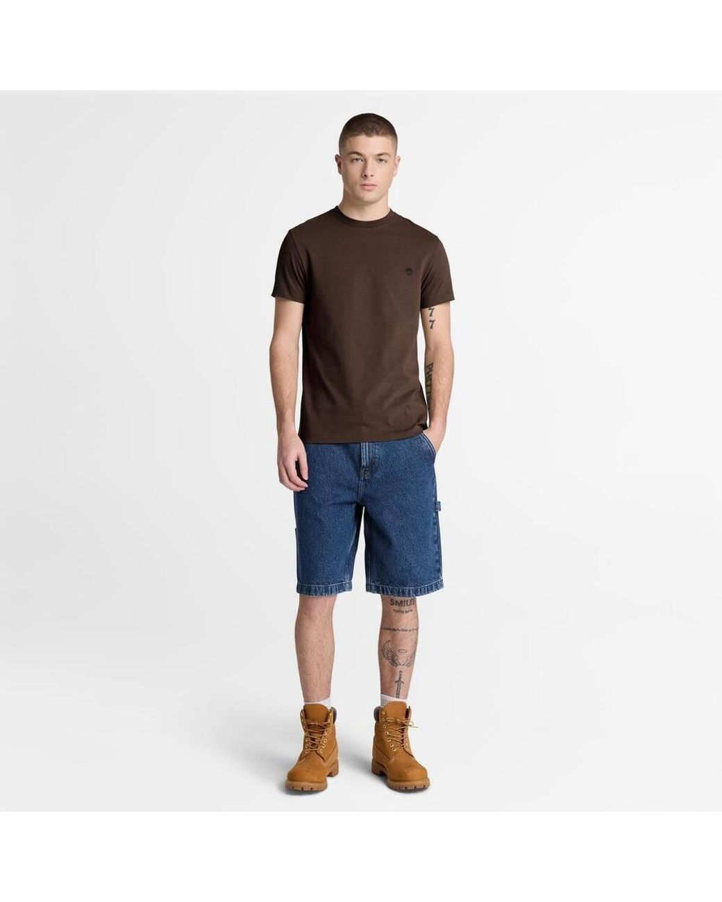 Timberland Brown Dunstan Cotton Crew-Neck Short-Sleeve Slim-Fit T-Shirt for men