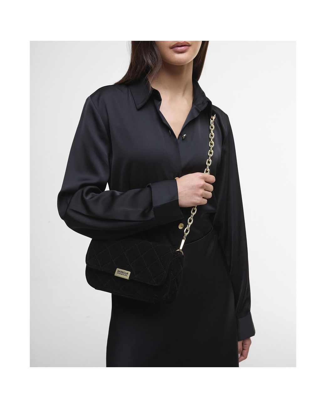 Barbour Black Quilted Mini Soho Crossbody Bag