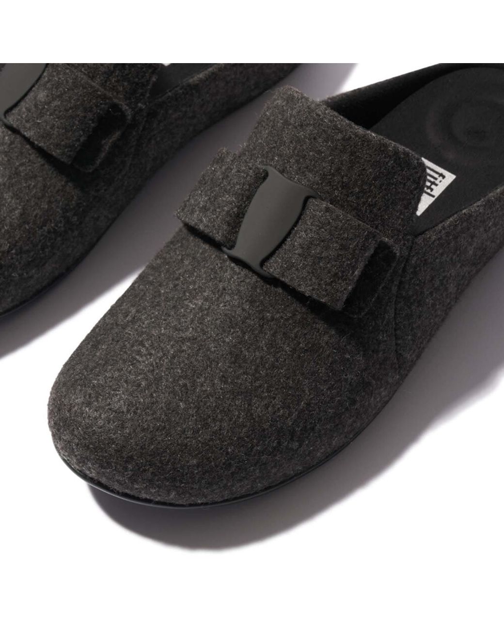 Fitflop Black Chrissie Ii Haus E01 Bow Felt Slippers