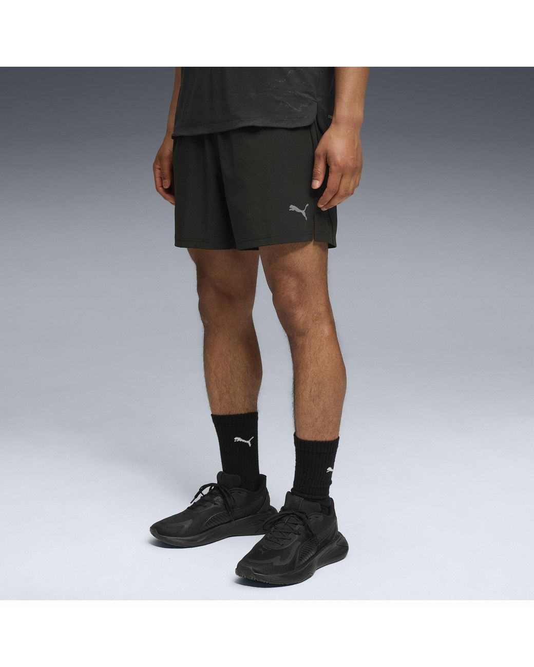 PUMA Black Tech Training 5In Stretch Woven Shorts for men