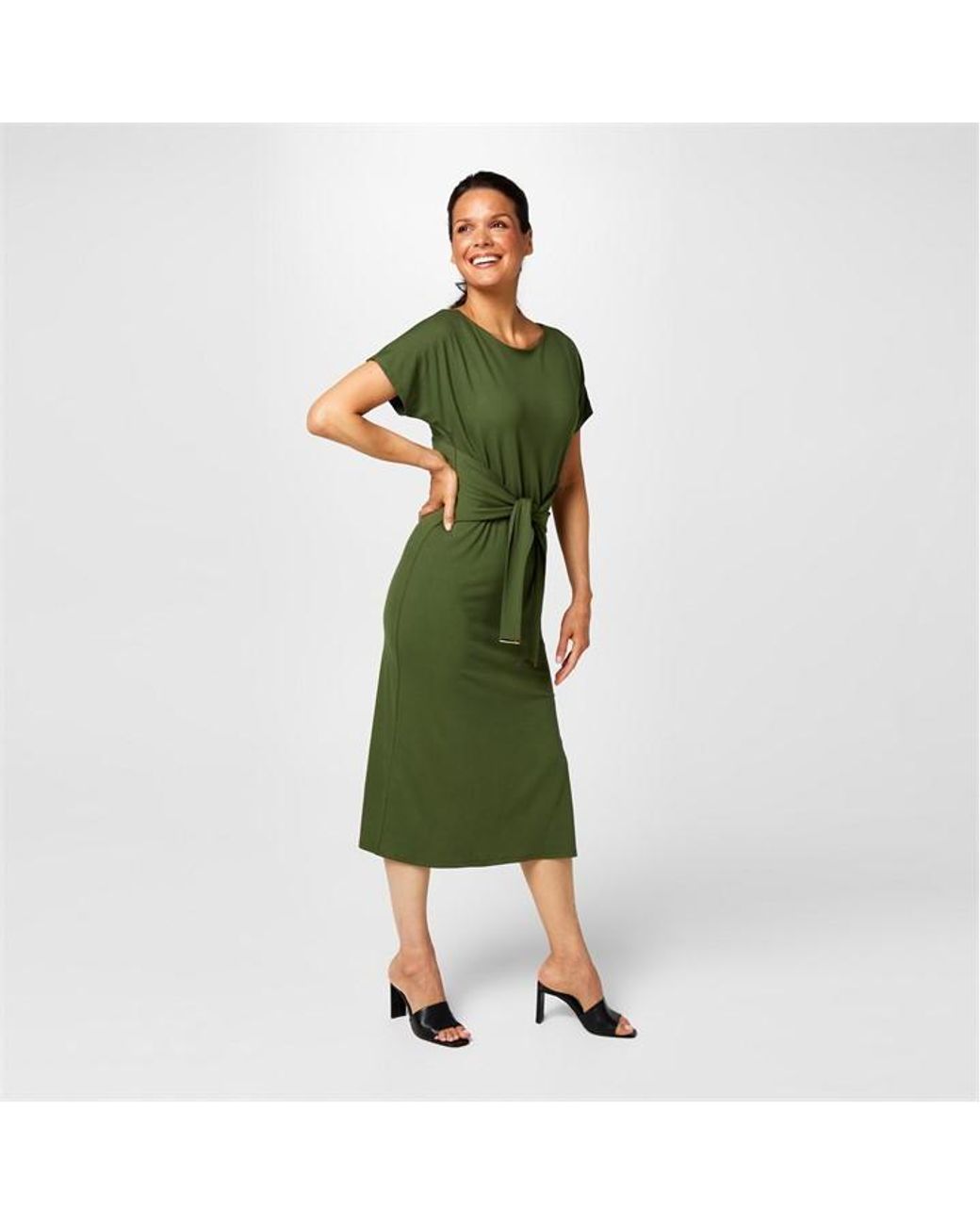 Biba Tie Front Jersey Dress in Green Lyst UK