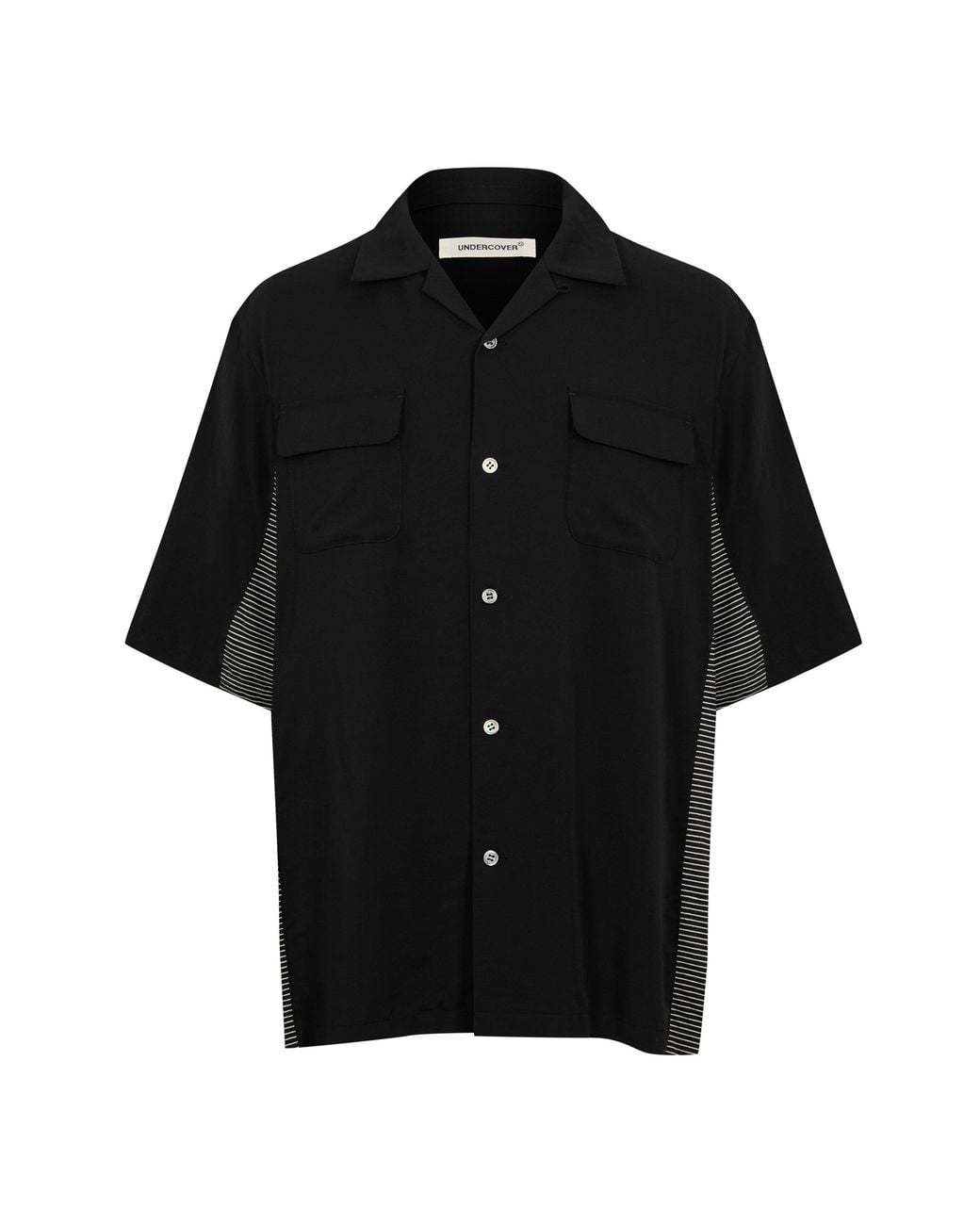 Undercover Black Contrast Short Sleeve Patterned Shirt for men