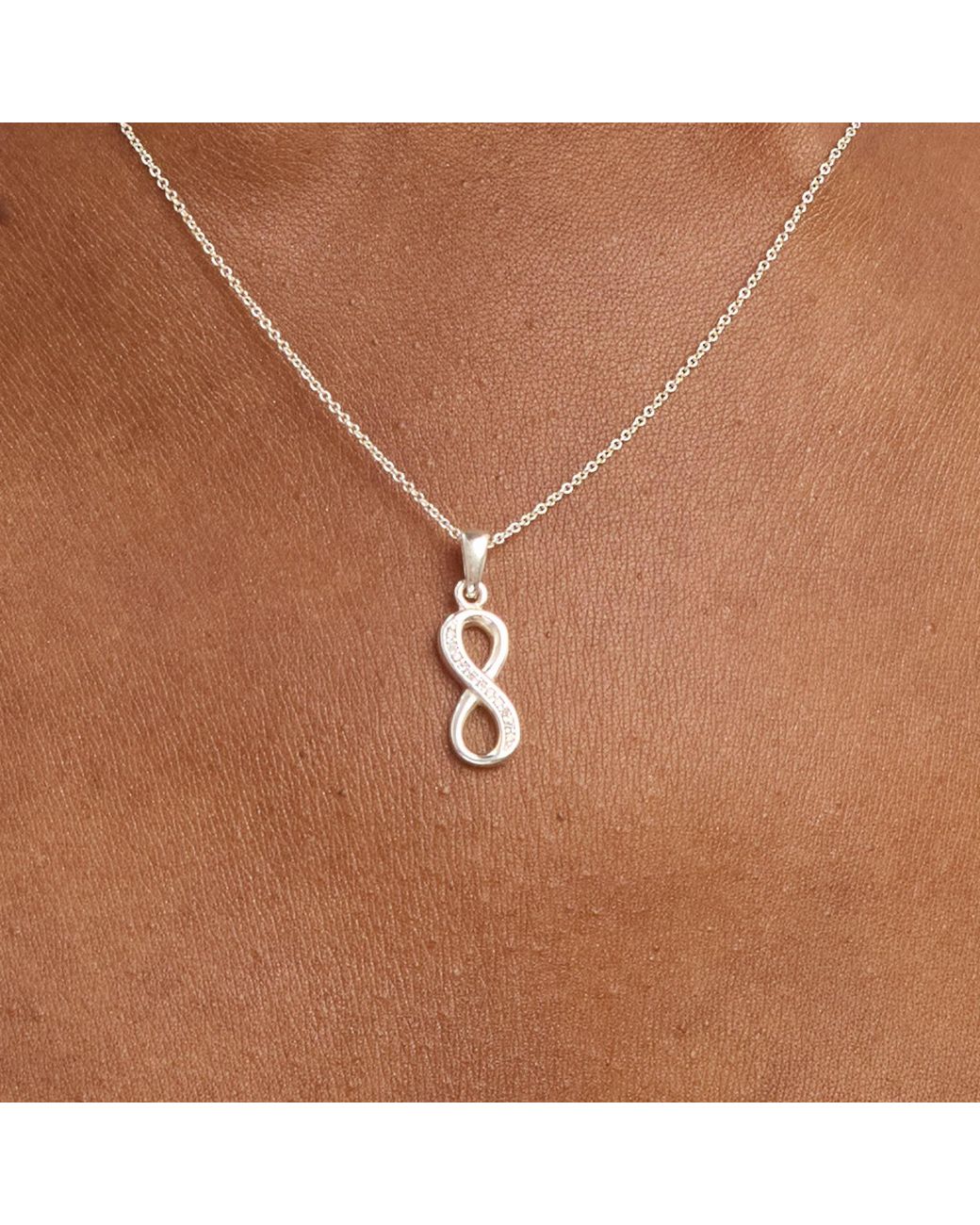 Simply Silver White Sterling 925 Cz Infinity Pendant