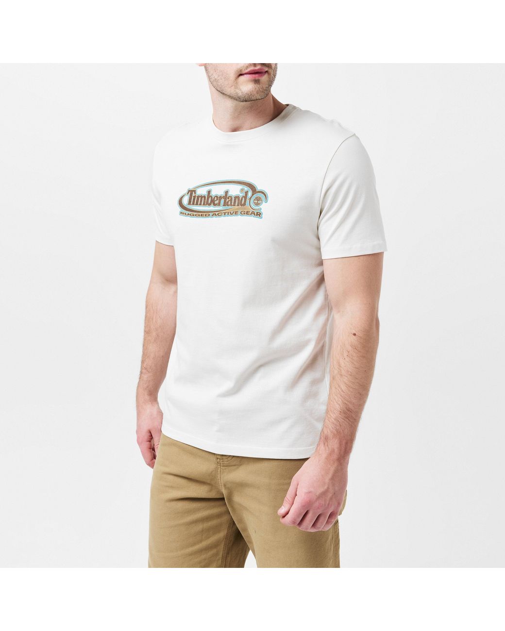 Timberland White Logo Vintage T-Shirt for men