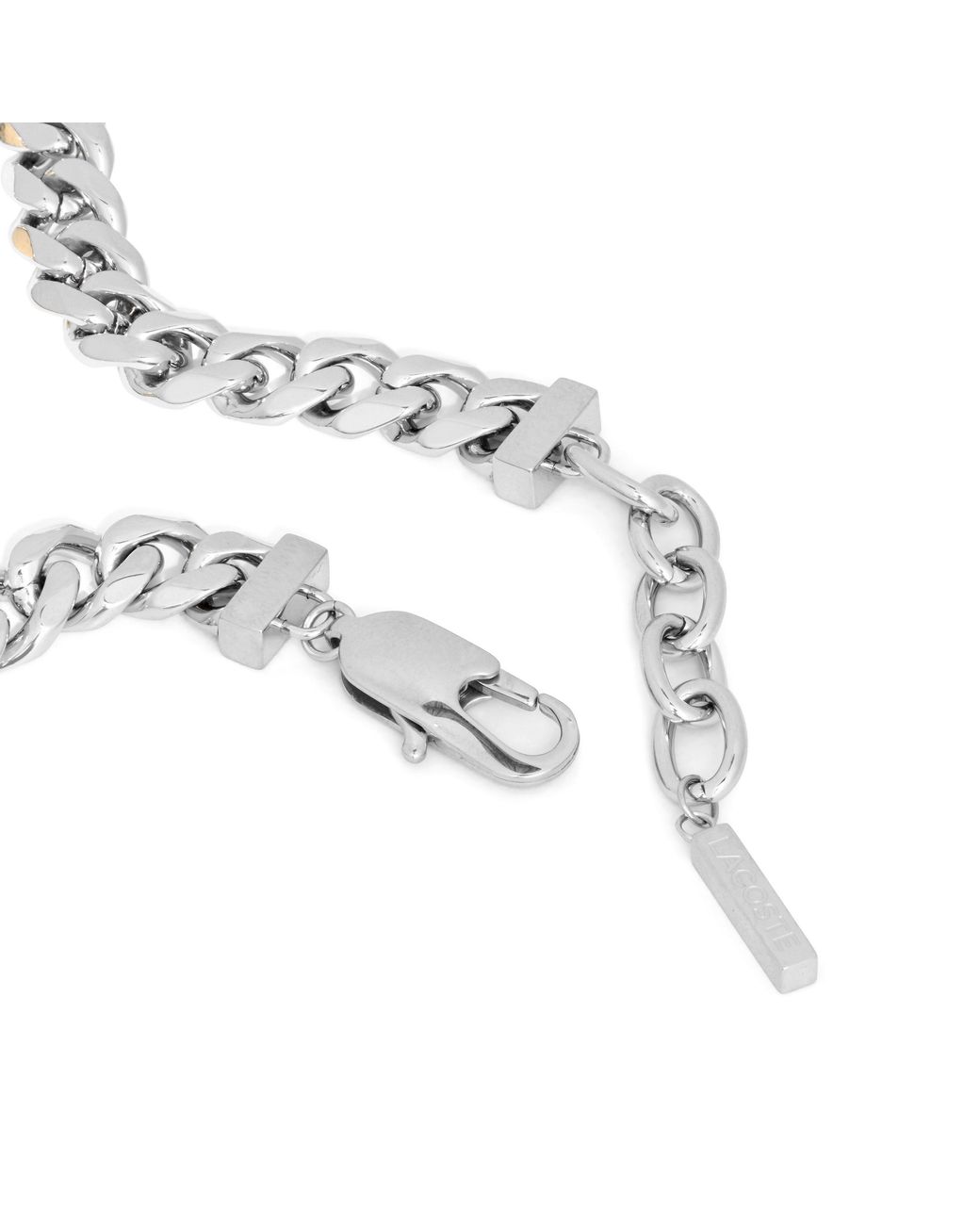 Lacoste Metallic Arthor Crocodile Curb Chain Bracelet for men