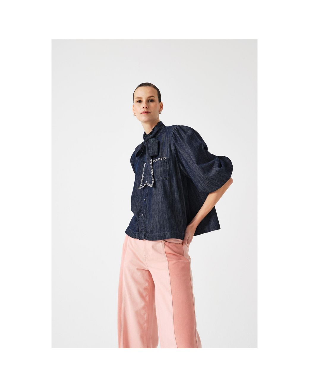 seventy + mochi Blue Poet Long Sleeve Blouse
