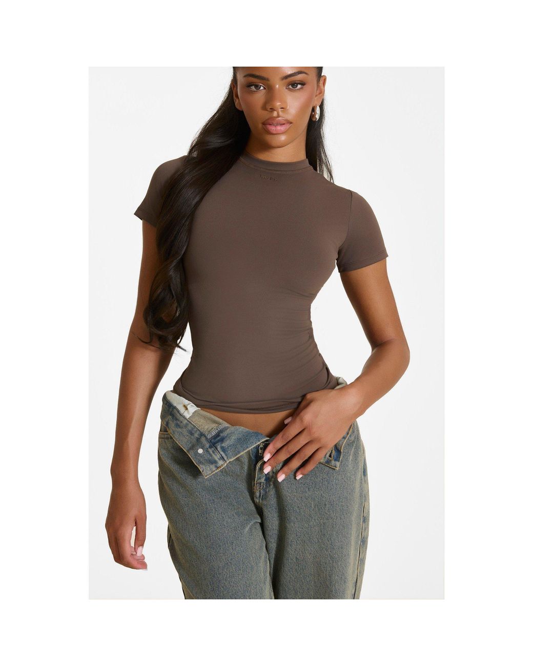 Mars the Label Brown Sculpt Short Sleeve Top