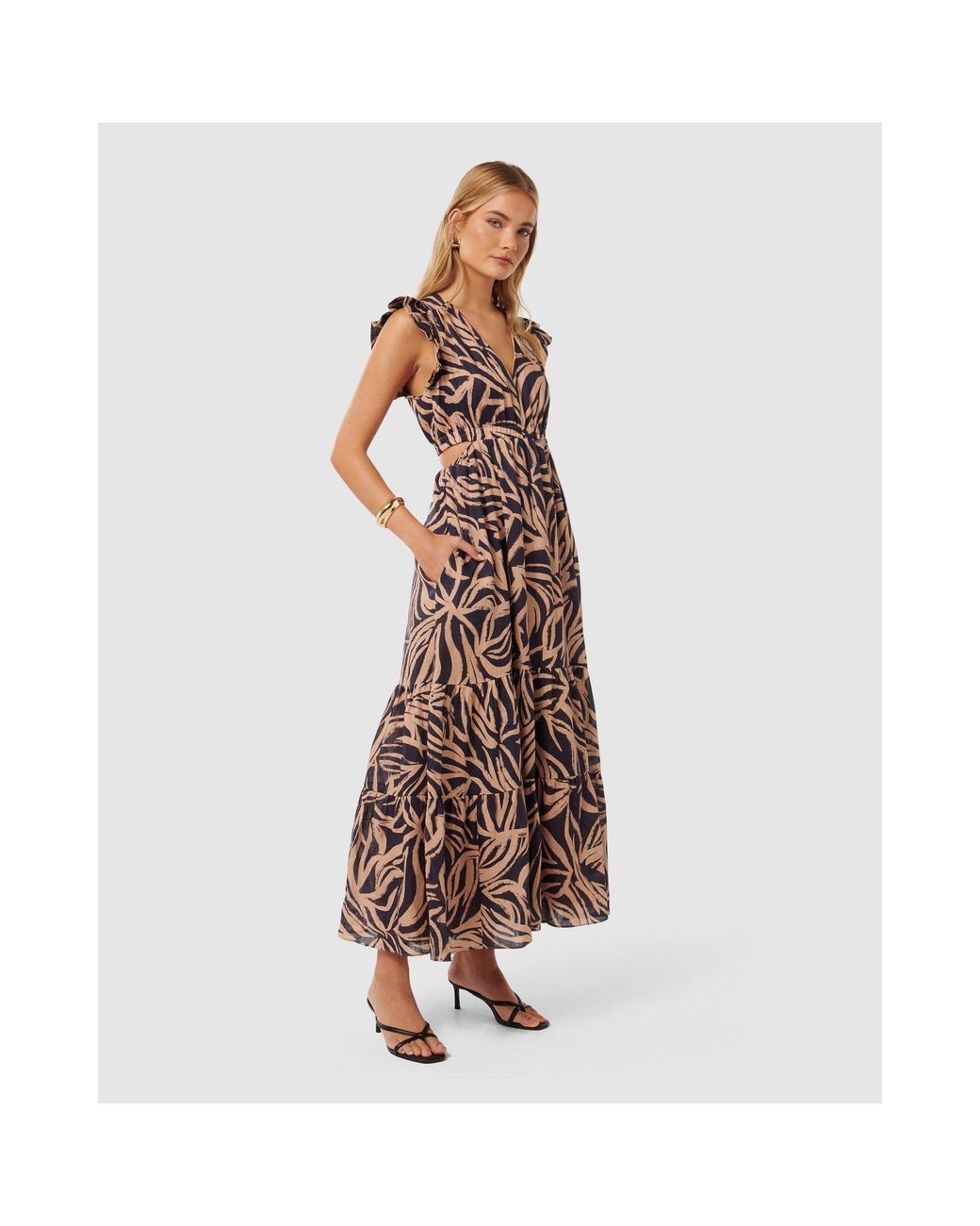 Forever New Metallic Tobi Side Cut Out Dress