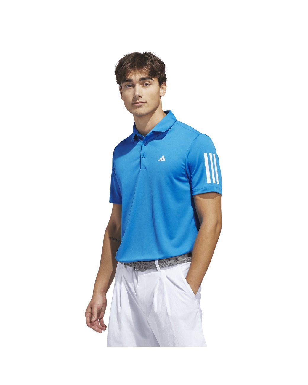 Adidas Blue 3 Stripe Polo Shirt for men