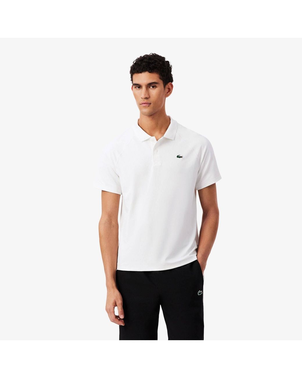 Lacoste White Short Sleeve Performance Polo Shirt for men