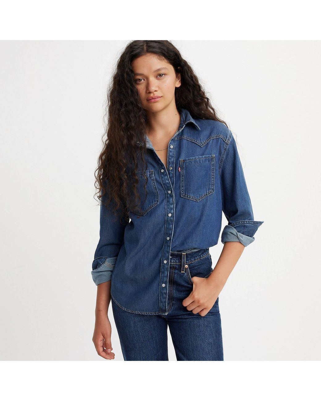 Levi's Blue Teodora Western Long-Sleeve Denim Shirt