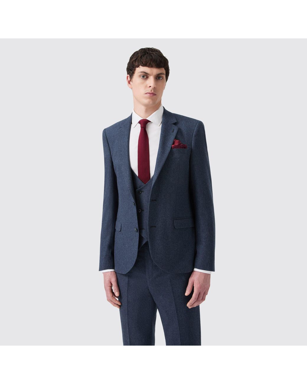 Without Prejudice Blue Archer Donegal Slim Fit Suit Jacket for men