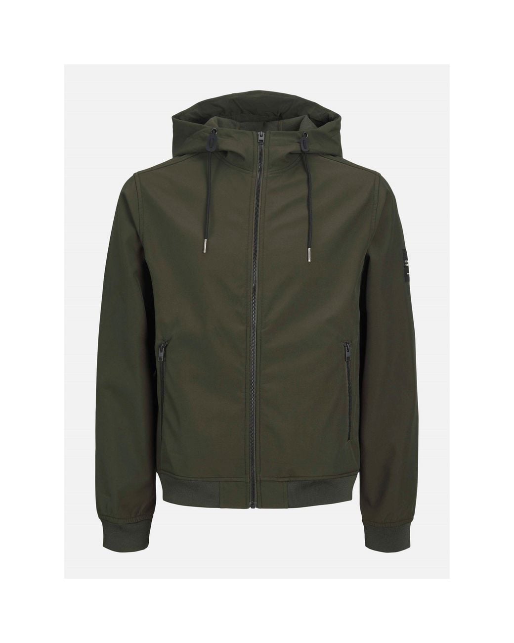 Jack & Jones Green Zipped Hooded Softshell Jacket for men