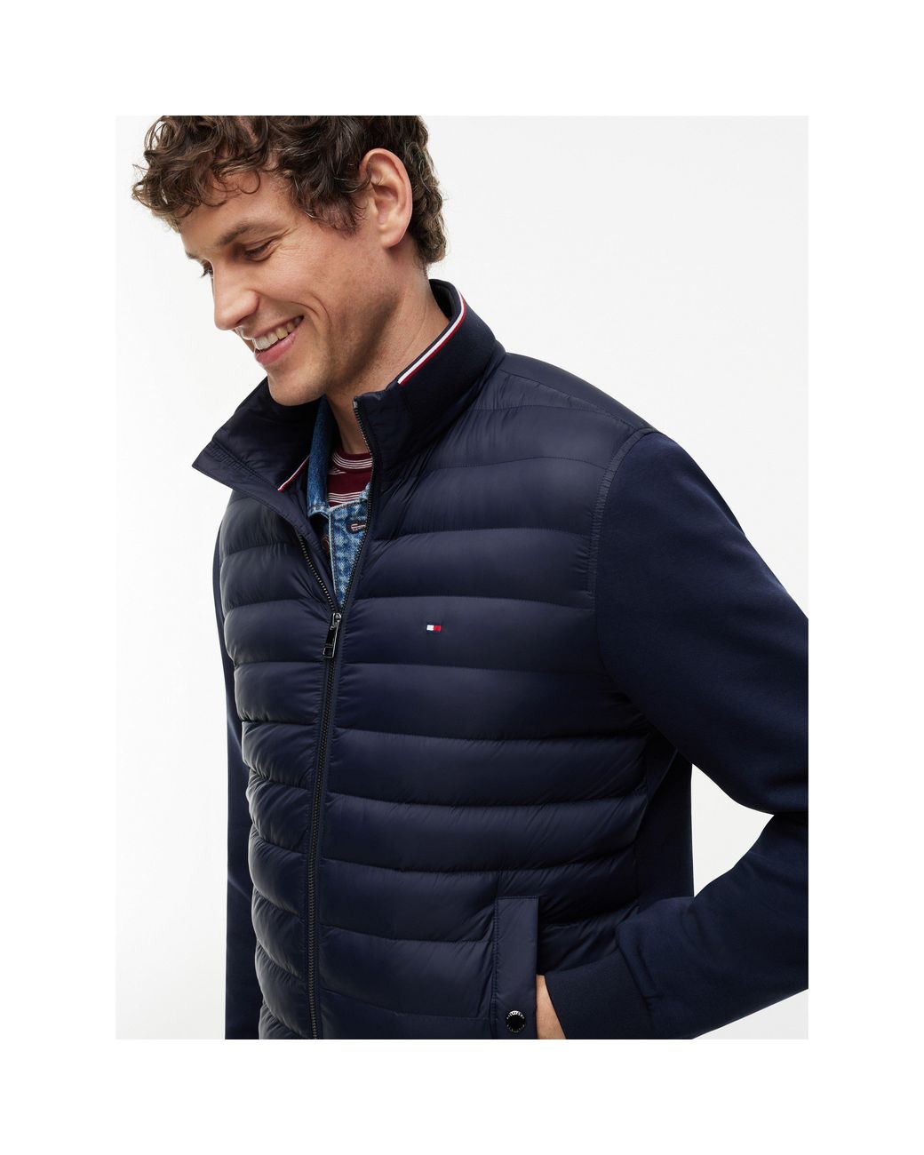 Tommy Hilfiger Blue Cotton Full-Zip Hybrid Jacket for men