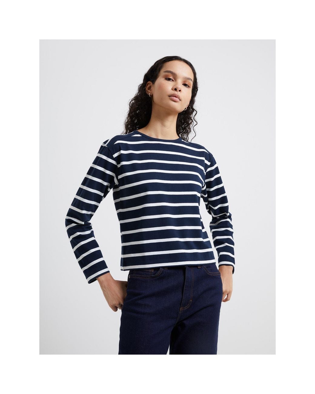 French Connection White Stripe Long-Sleeve T-Shirt