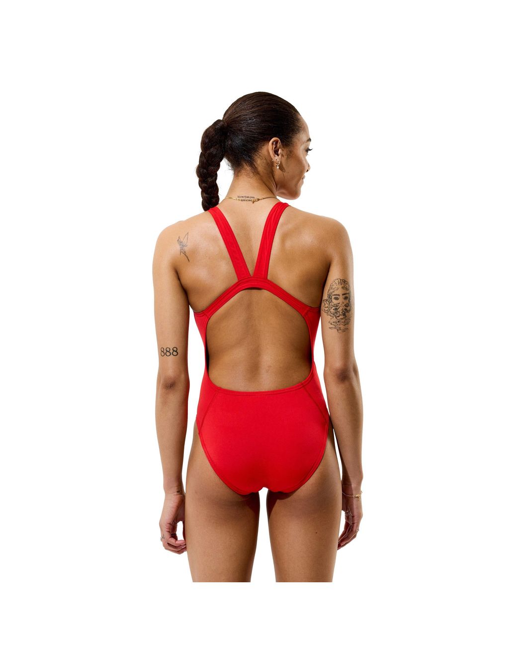 Speedo Red Solid Endurasoft Leaderback High-Leg One-Piece Swimsuit