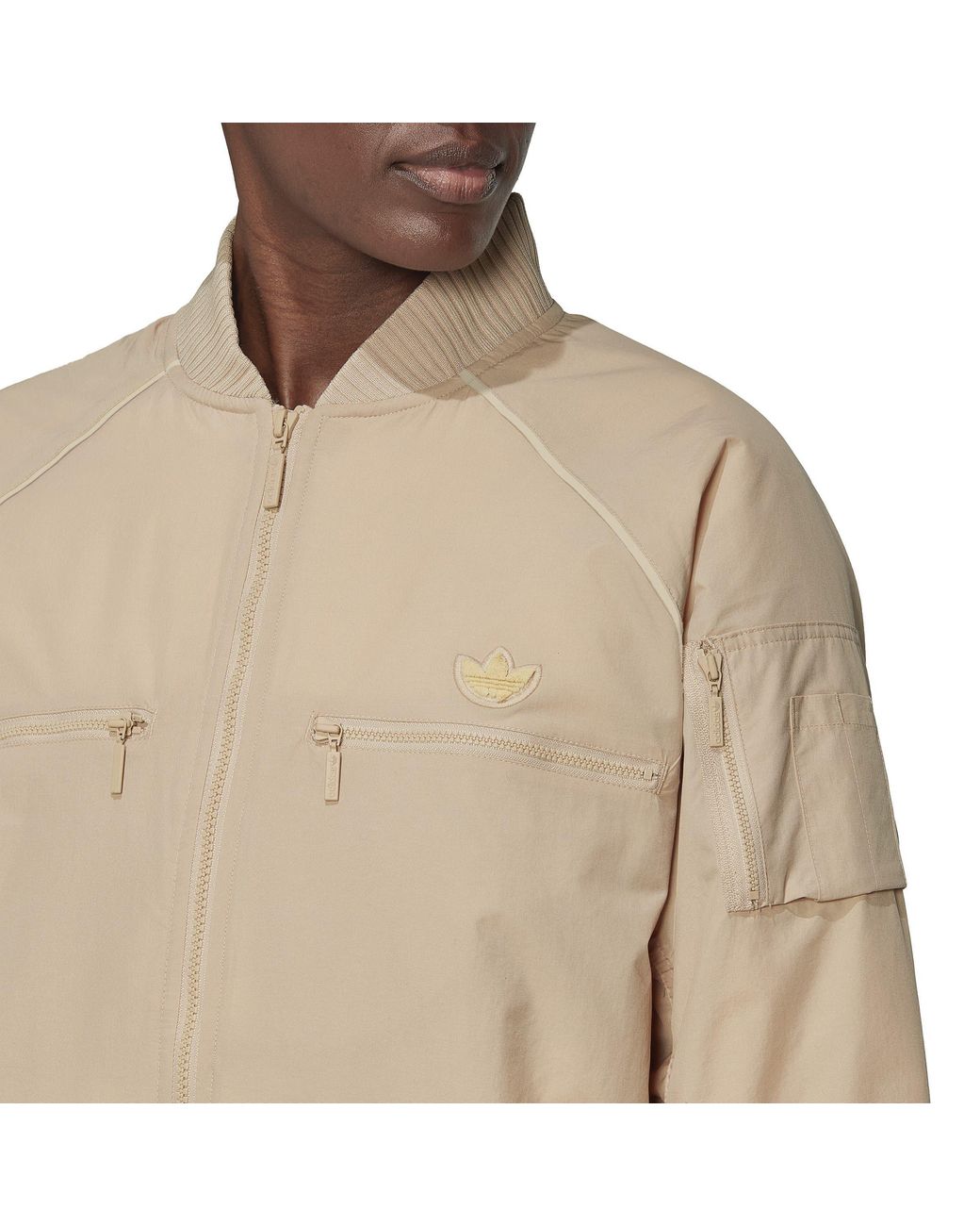 Adidas Originals Natural Long Sleeve Zip Bomber Jacket