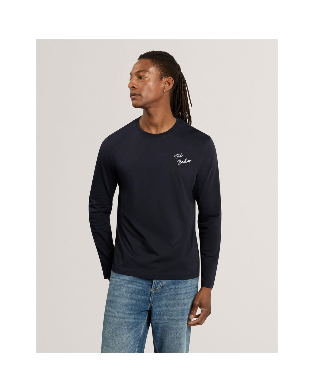 Ted Baker Blue Ted Ls Branded Tee Sn71 for men