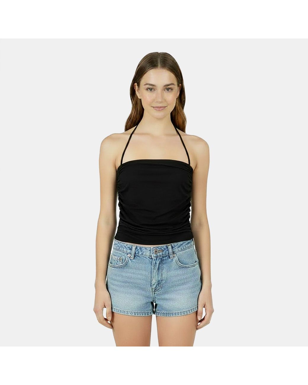 Jack Wills Black Slinky Halter Neck Cami Top