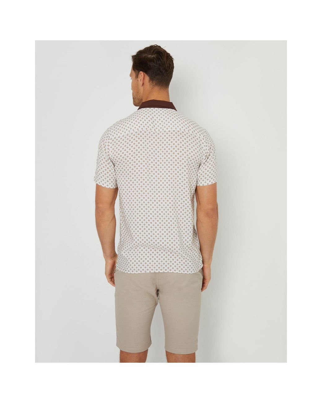 Threadbare Natural Short-Sleeve Patterned Shirt for men