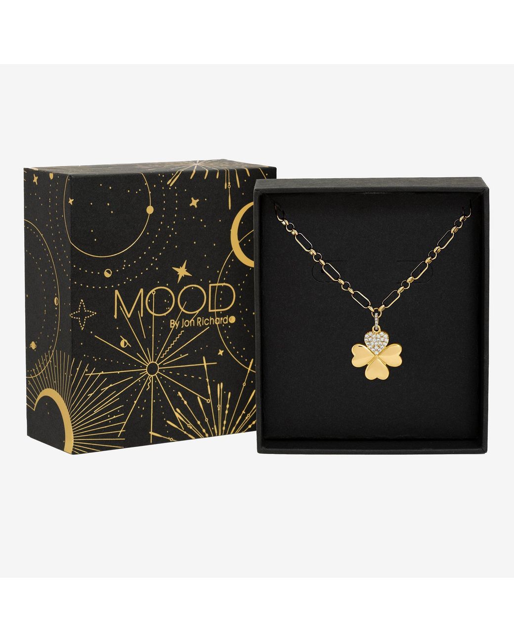 Mood Black Plated Clover Pendant Gift Boxed