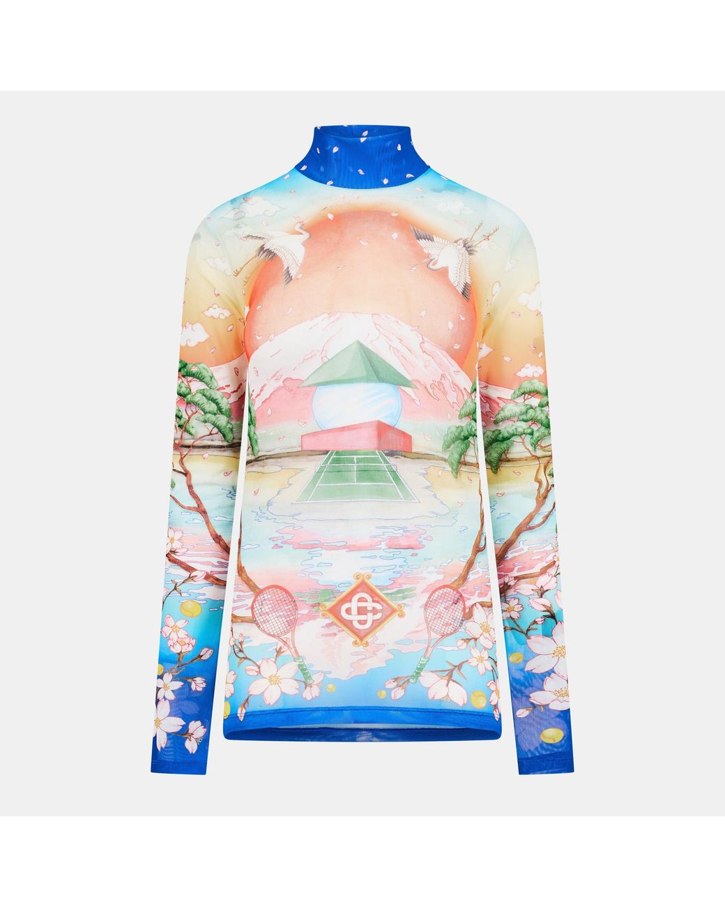Casablanca Blue Long Sleeve Relaxed Fit T-Shirt