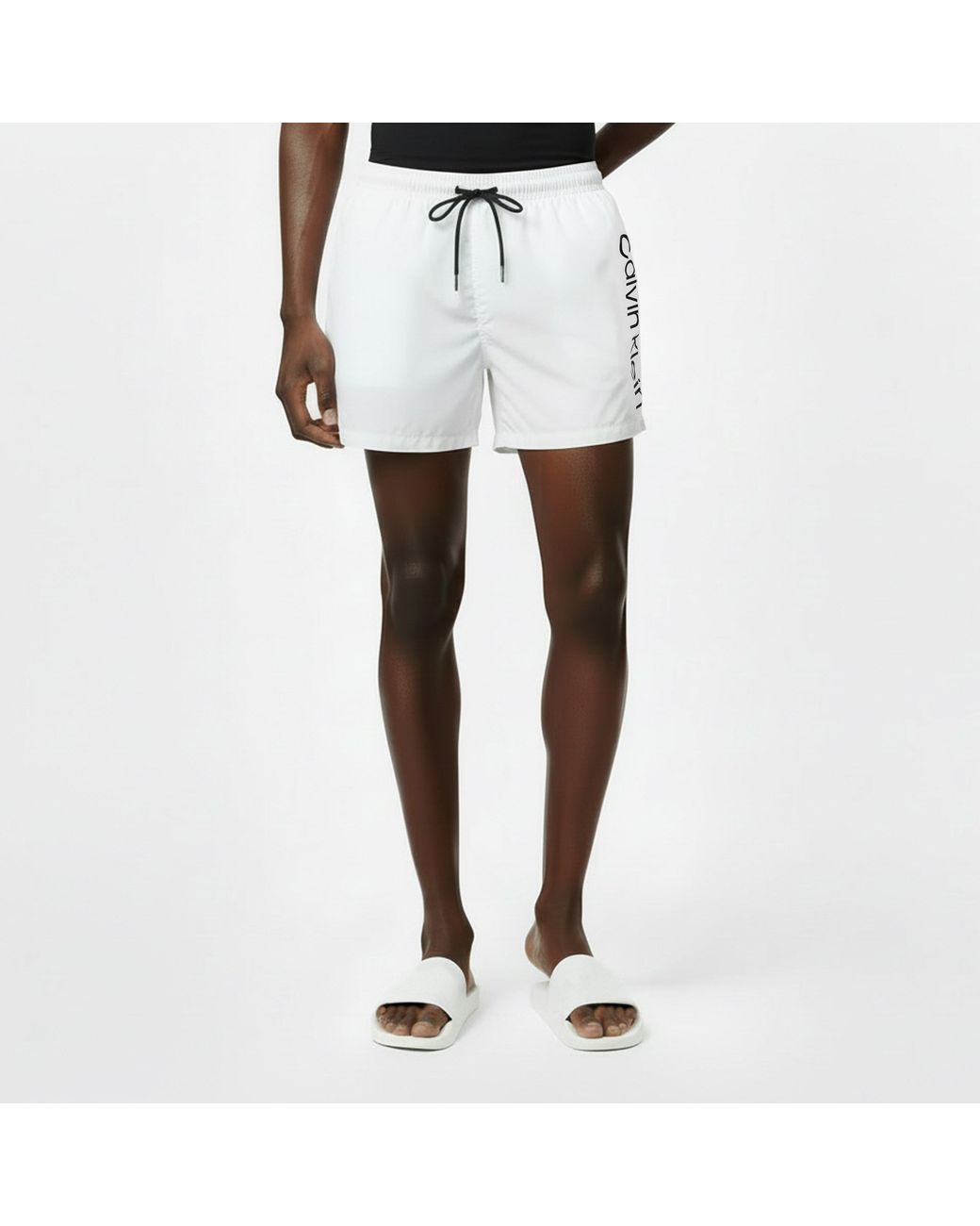 Calvin Klein White Large Logo Swim Shorts for men