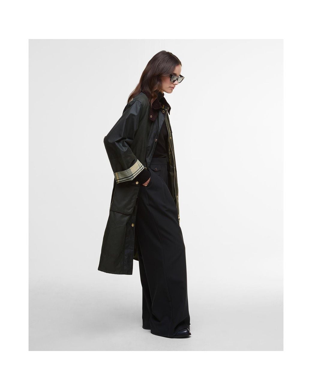 Barbour Black Milda Waxed Trench Belted Wax Jacket