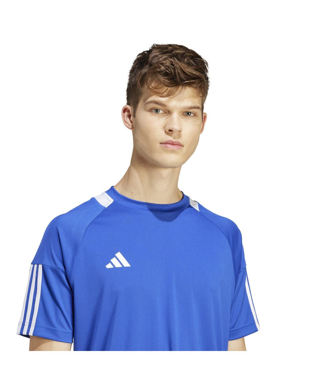 Adidas Blue Classic 3 Stripe Sereno T-Shirt for men