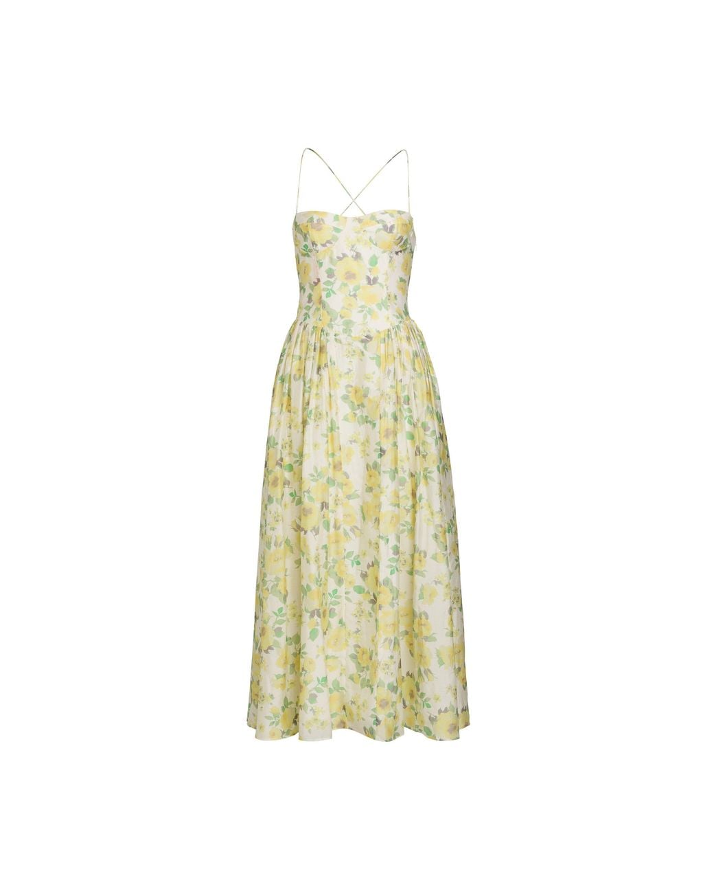 Bardot Yellow Estie Printed Floral Cotton Evening Maxi Dress