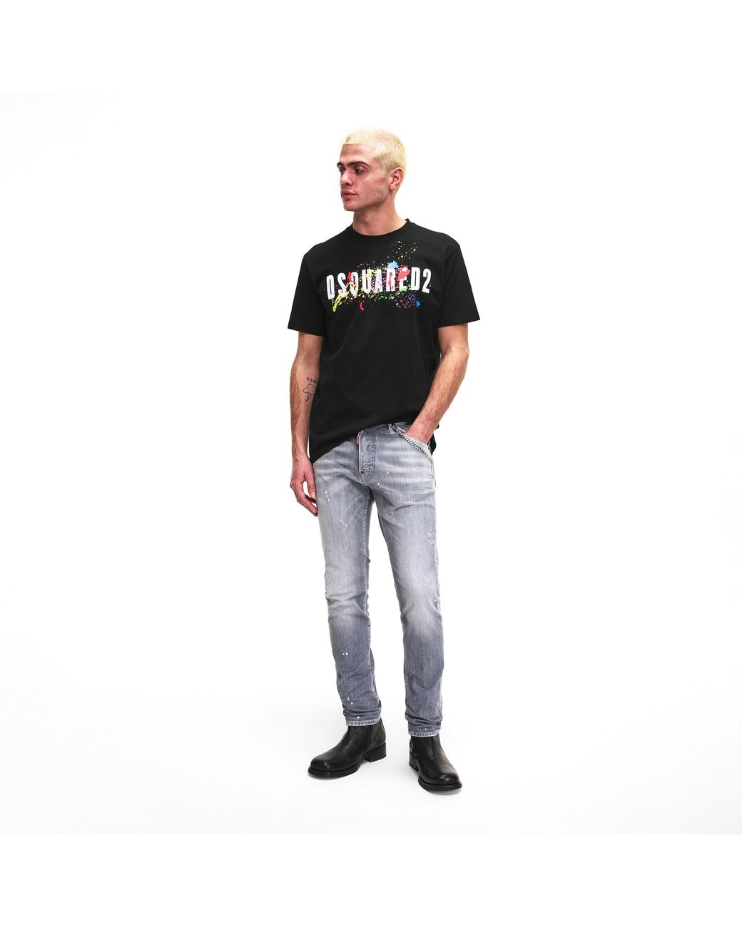 DSquared² Black Dsq Splat T-Shirt for men