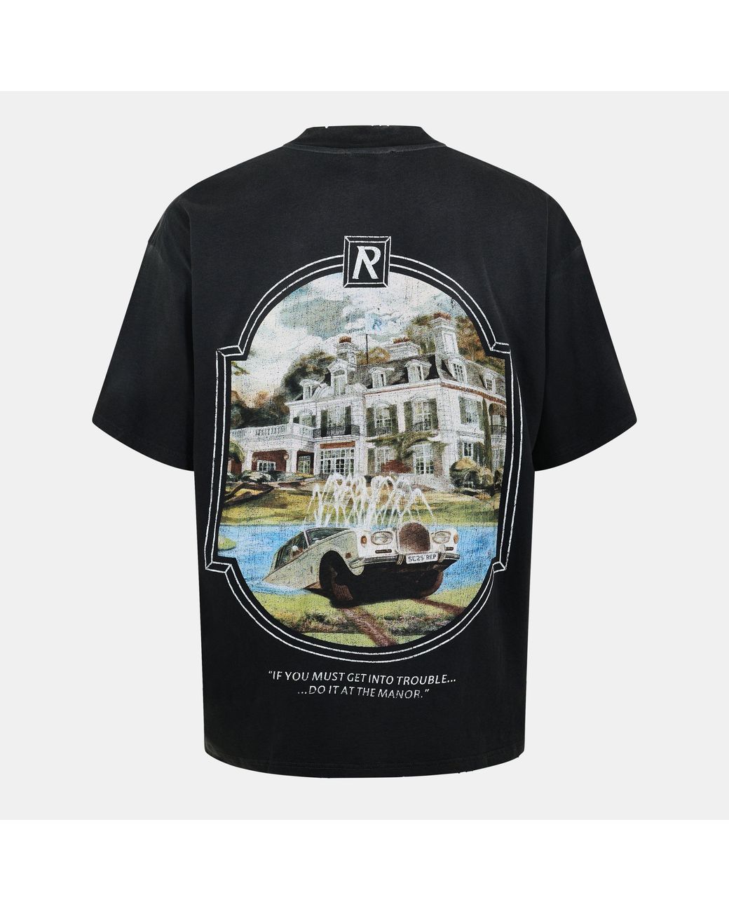 Represent Black Revere Manor Cotton Hemp Short Sleeve Oversized T-Shirt for men