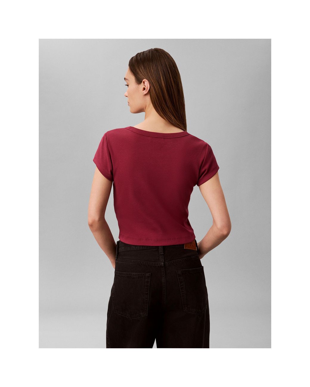 Calvin Klein Purple Woven Ribbed Baby Tee