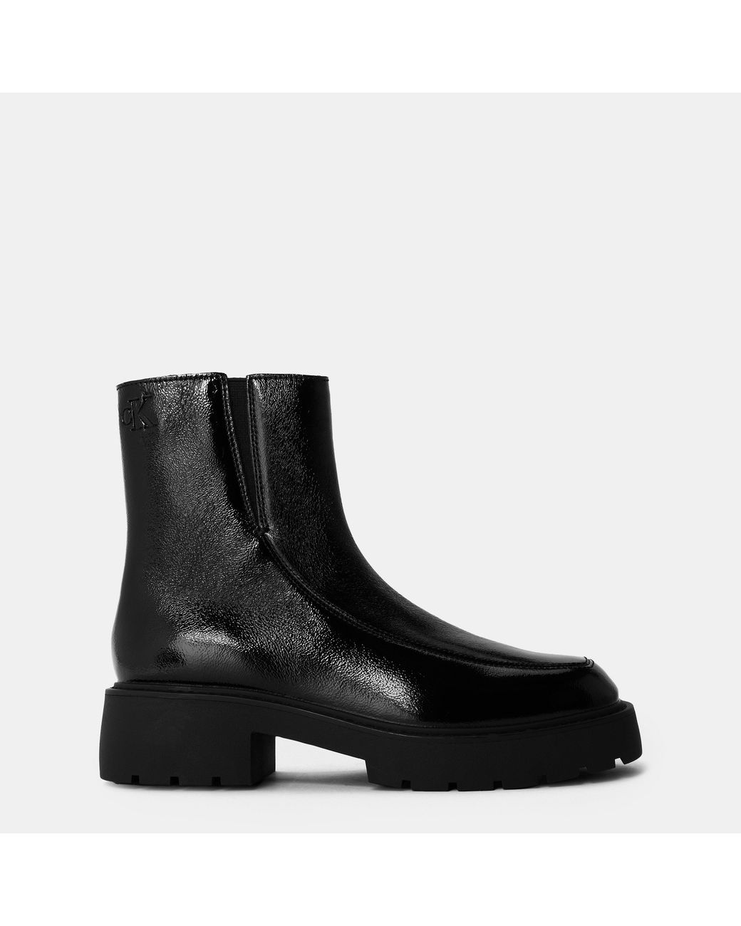Calvin Klein Black Chunky Ankle Biker Boots
