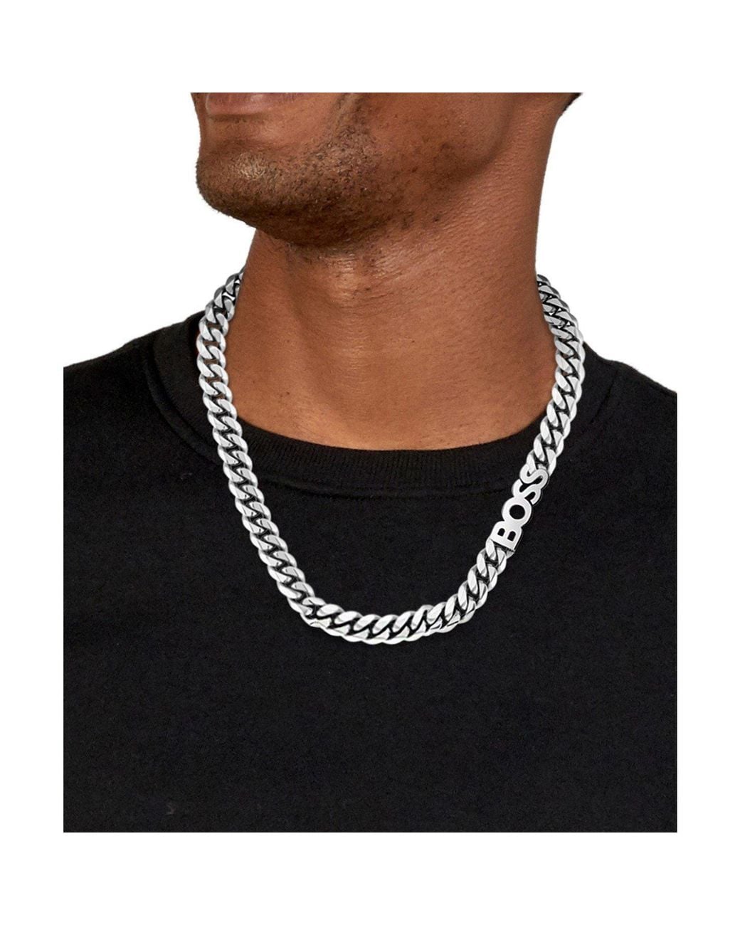 Boss Metallic Kassy Stainless Steel Chain Necklace for men
