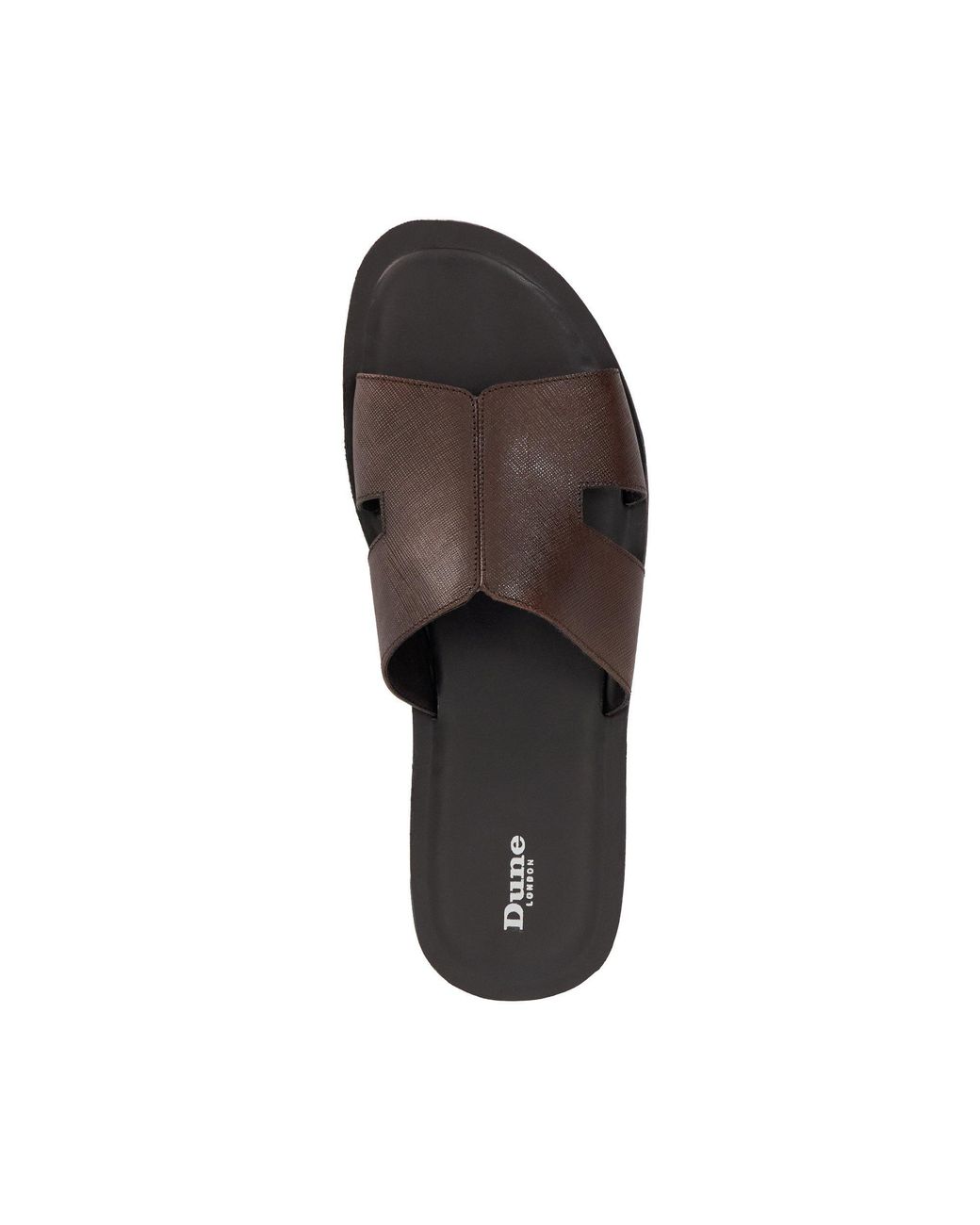 Dune Brown Itos Leather Flat Sandals for men