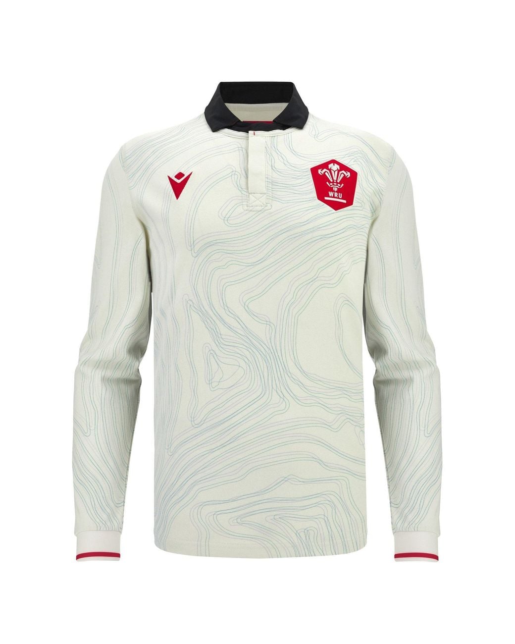 MACRON Gray Wales Rugby Away Long Sleeve Shirt 2025 2026 Adults for men