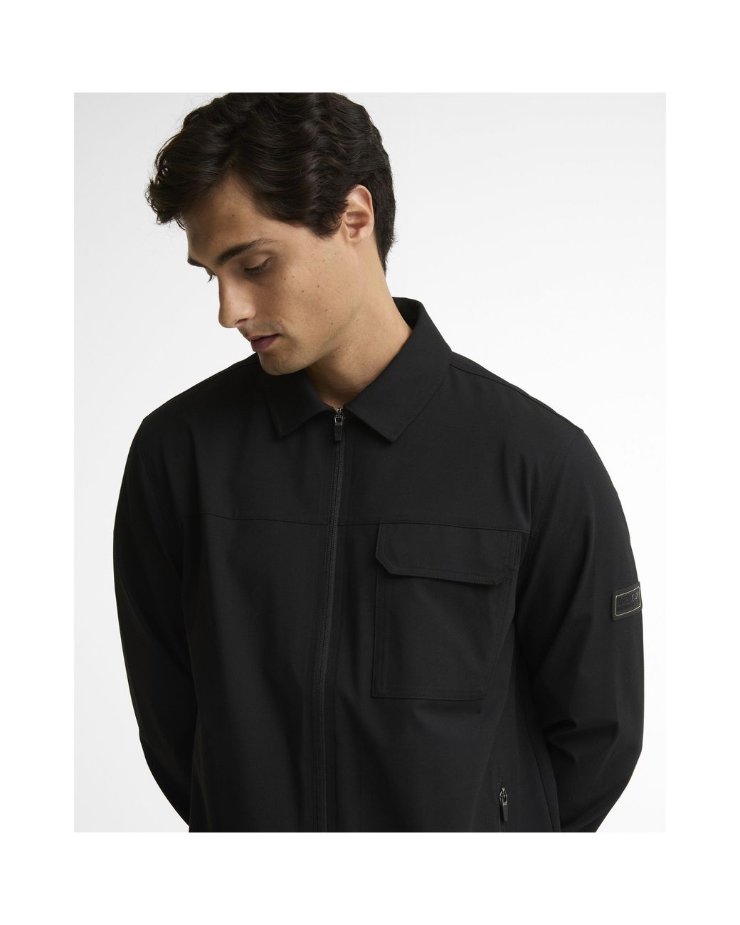 Barbour Black Tash Full-Zip Long-Sleeve Overshirt for men