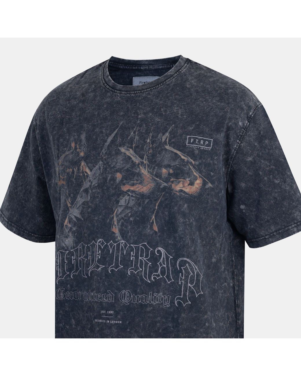 Firetrap Blue Acid Wash Oversized T-Shirt for men
